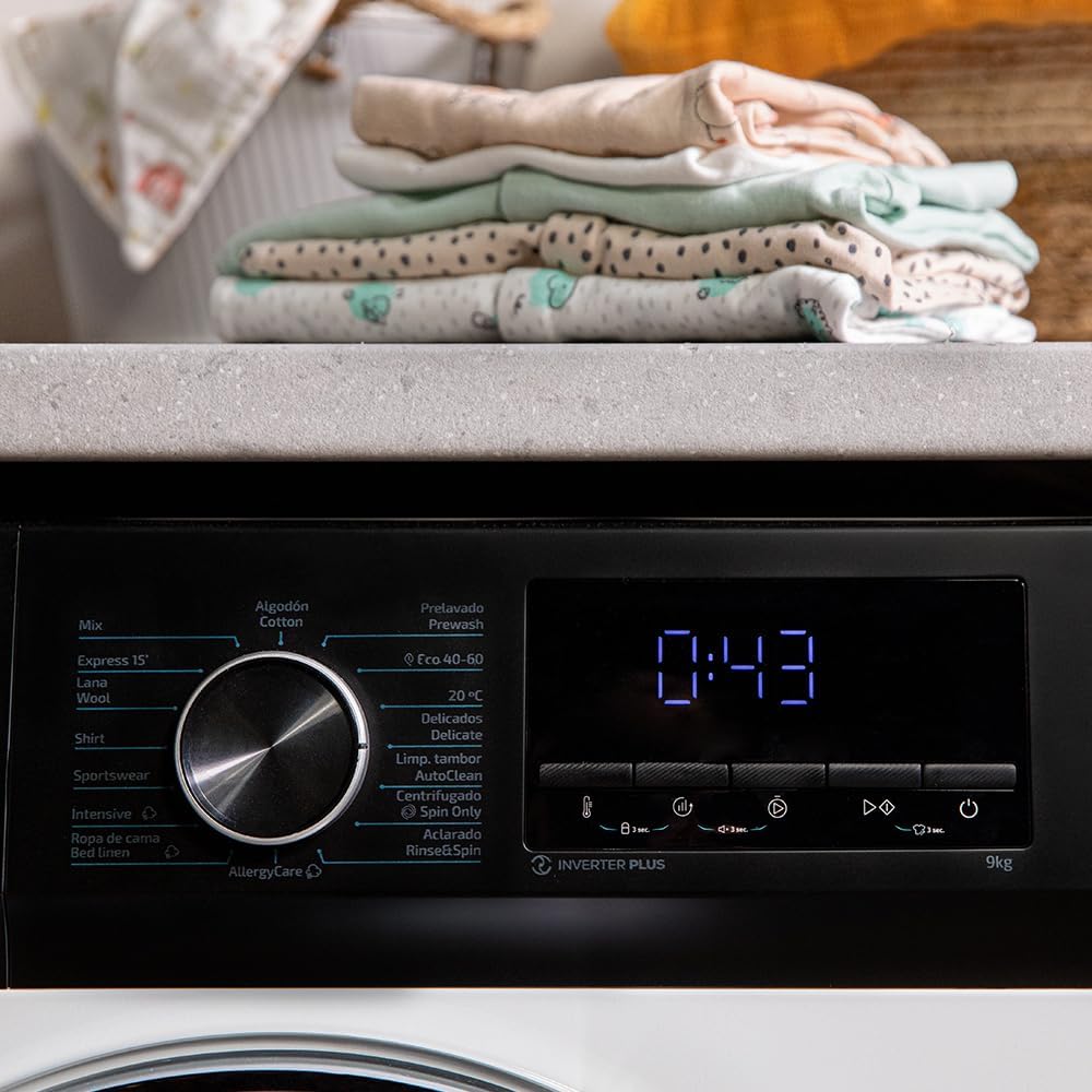 Cecotec Washing Machine 12 kg Front Load Bolero DressCode 12500 Inverter. 1400rpm, 16 Programs, Class A-20%, Low Consumption, Inverter Plus Motor, Steam, Pearl Drum, Delay Start, Drum Clean and Stop