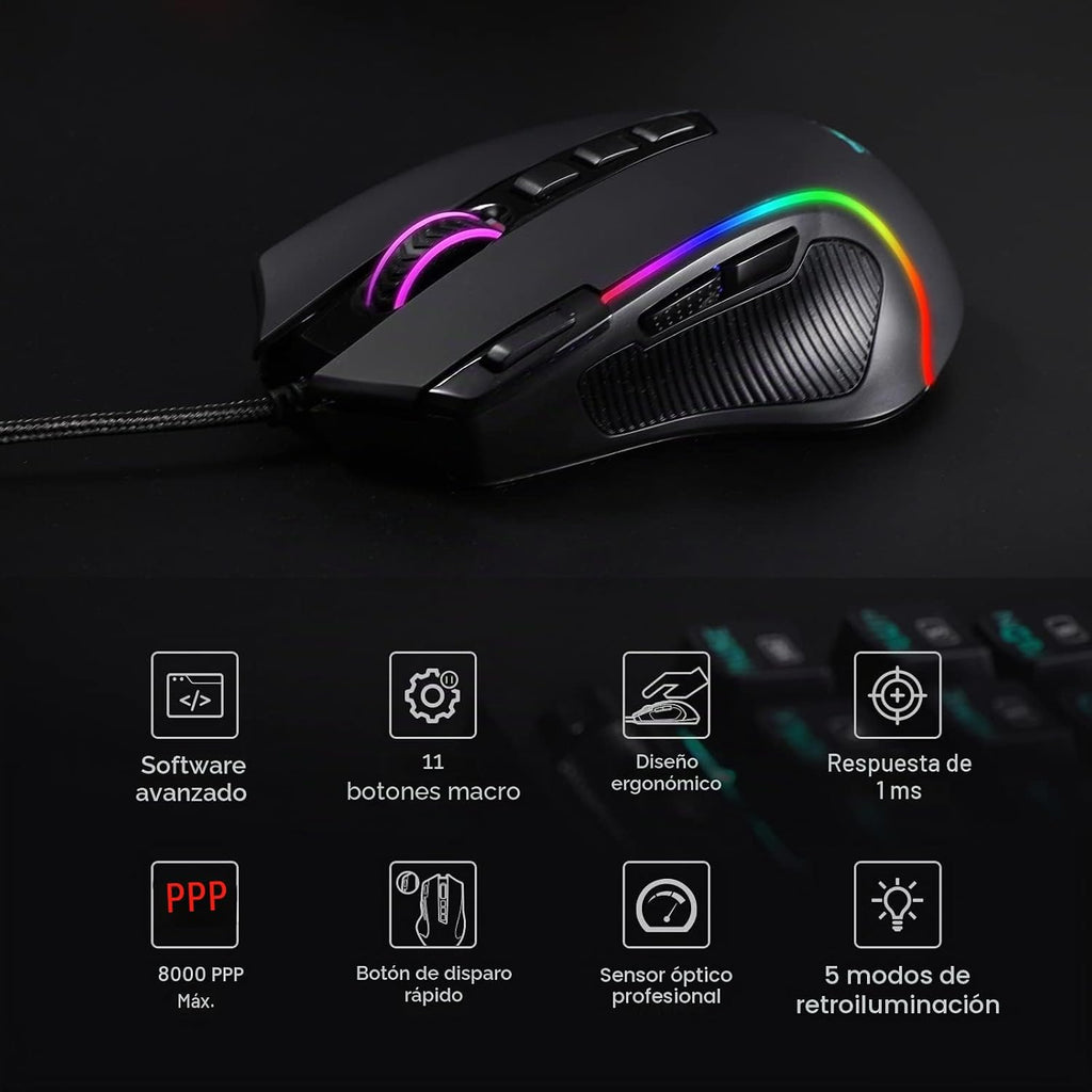 Redragon M612 Predator Gaming Mouse Wired RGB 8000 dpi Optical